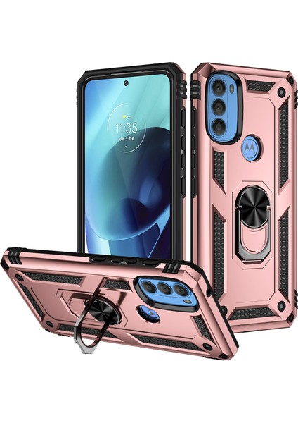 Motorola Moto G71 5g Için Çift Katmanlı I Kapaklı Yüzüklü Arkası Standlı Kılıf (Yurt Dışından)