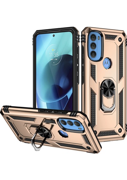 Motorola Moto G71 5g Için Çift Katmanlı I Kapaklı Yüzüklü Arkası Standlı Kılıf (Yurt Dışından)