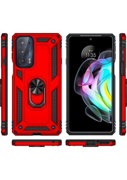 Motorola Edge 20 Için Çift Katmanlı I Kapaklı Yüzüklü Arkası Standlı Kılıf (Yurt Dışından) fiyatları