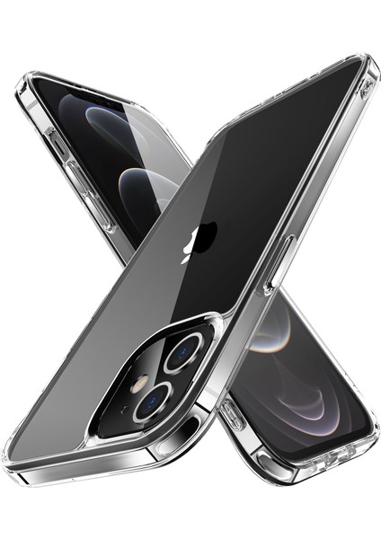 iPhone 12 Için Crystal Clear Hard Pc Tpu Tampon Koruyucu Kapağı Clear Kılıf (Yurt Dışından)
