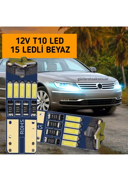 10 Adet T10 LED Ampul Park LED Plaka LED Tavan LED 15 Ledli 12V 5W Beyaz fiyatları