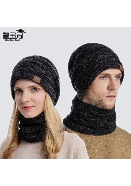 Çift Örme Yün Şapka Eşarp Iki Parçalı Kış Sıcak Önlük Yün Şapka Seti (Yurt Dışından) fiyatları