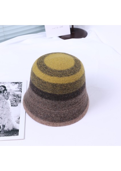 Sonbahar ve Kış Moda Fransız Zarif Gerçek Yün Bonsai Şapka Vintage Basit Lüks Sıcak Keçe Şapka (Yurt Dışından)