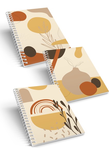 3'lü Spiralli Kareli Defter Seti - Autumn Series A5 15X21CM