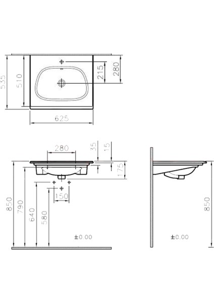 Frame 5707B403-0001 Etajerli Lavabo, 65 cm, Beyaz fiyatları