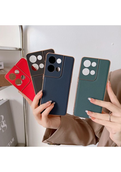 Reno 8 Pro Için Deri Koruyucutelefon Kılıfı - Koyu Yeşil (Yurt Dışından) modelleri