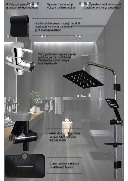 Irmak Lavabo Banyo Bataryası ve Rainy Robot Duş Siyah Banyo Seti Armatür Musluk Batarya Duş fiyatları