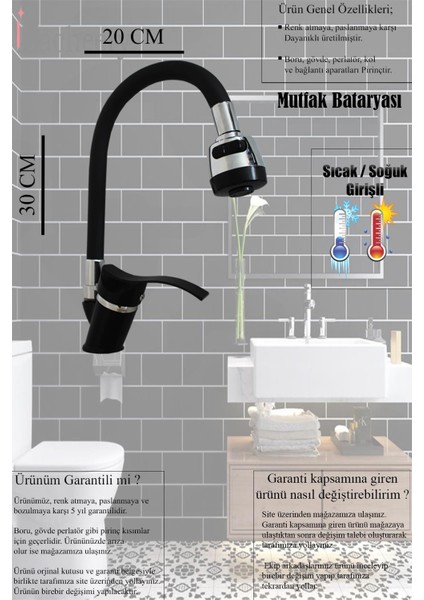 Irmak Lavabo Banyo Mutfak Bataryası ve Rainy Robot Duş Siyah Banyo Seti Armatür Musluk Batarya Duş indirimleri