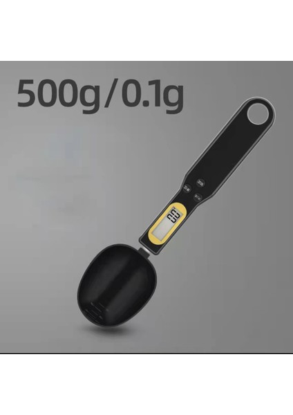 Mutfak Terazisi 500G 0.1g LCD Ekran Dijital Tartı Kaşığı - Siyah (Yurt Dışından)