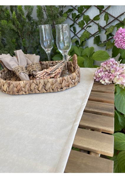 Kadife Dokulu Fırfırlı Vintage Runner Açık Bej fiyatları