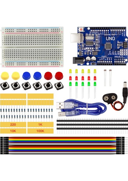 Roba Kutulu Arduino Uno R3 Başlangıç Seti 78 Parça Breadboard LED Ldr