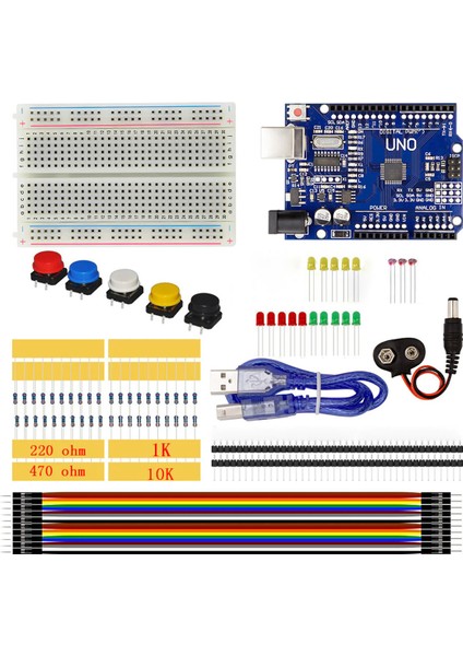 Roba Kutulu Arduino Uno R3 Başlangıç Seti 78 Parça Breadboard LED Ldr