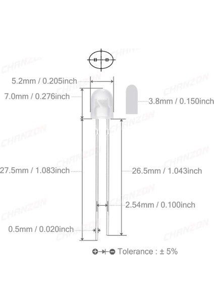 Roba 100 Adet 5mm LED Seti 5 Renk Elektronik Işık Kaynağı Lamba Gösterge Uyarı Sinyali