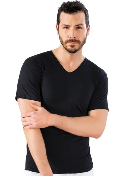 3'lü Ekonomik Paket, %100 Pamuklu, V Yaka Erkek Penye Fanila & T-Shirt 203