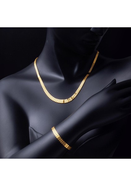 Bileklik & Kolye Zincir Örgü Altın Takı Seti fiyatları