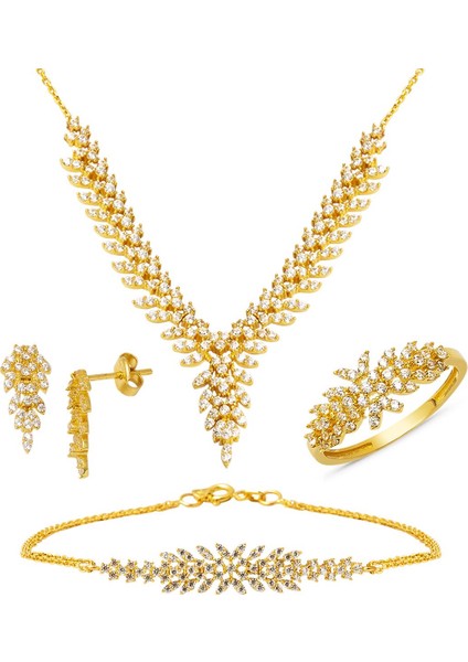 Sarmaşık 14 Ayar Altın Hanımeli Set