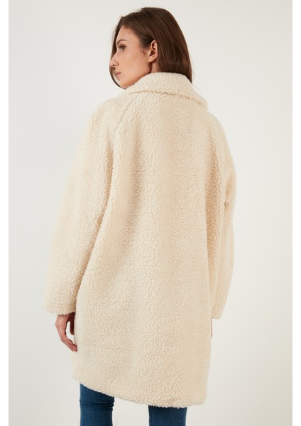Oversize Astarlı Cepli Peluş Teddy Kaban Bayan Kaban 497TEDDY