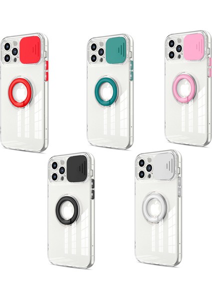 Ally iPhone 12 Pro Max Kılıf Sürgülü Kamera Lens Korumalı Yüzük Standlı Silikon Kılıf fiyatları