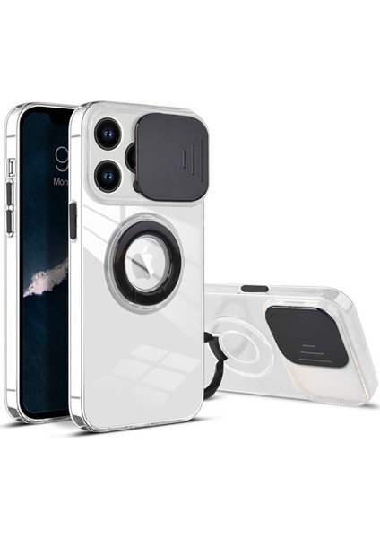 Ally iPhone 12 Pro Max Kılıf Sürgülü Kamera Lens Korumalı Yüzük Standlı Silikon Kılıf fırsatları