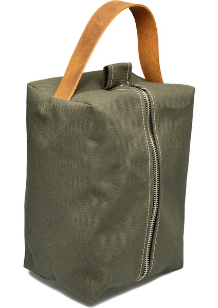 Hakiki Deri Tutma Yeri Fermuarlı Keten Unisex El Çantası