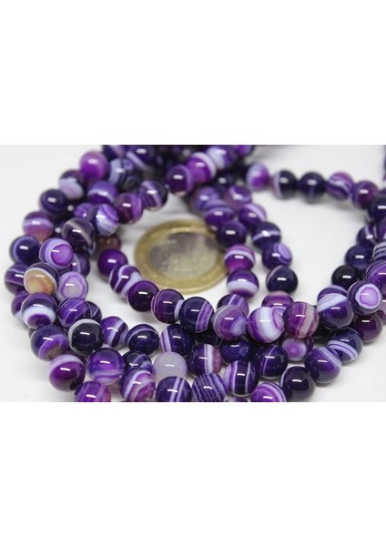 Akik Taşı Mor Yarım Dizi 8mm (7777) (18CM Uzunluğundadır) fiyatları