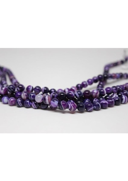Akik Taşı Mor Yarım Dizi 8mm (7777) (18CM Uzunluğundadır) modelleri