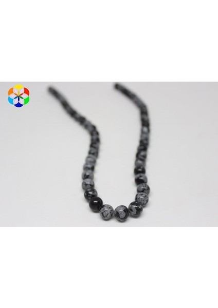 Kar Tanesi Obsidyen Taşı Yarım Dizi 8mm (18CM Uzunluğundadır) fiyatları