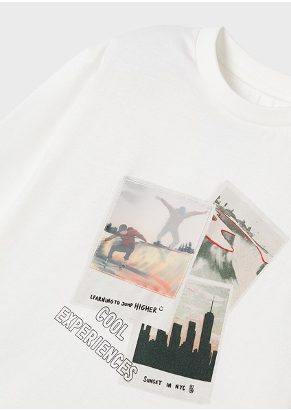 Erkek Çocuk Baskılı Tişört Krem 4022