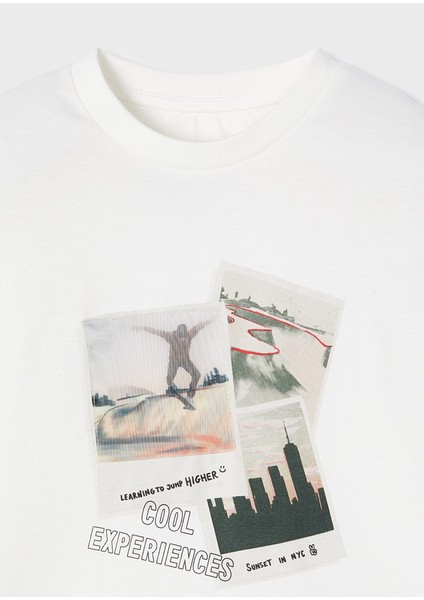 Erkek Çocuk Baskılı Tişört Krem 4022 fırsatları