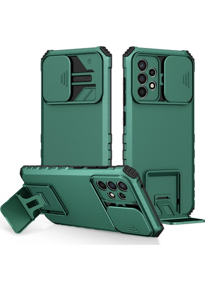 Samsung Galaxy A52 / A52S 5G PC+TPU Kickstand Kapak Slayt Kamera Kapak Telefon Kılıfı (Yurt Dışından)