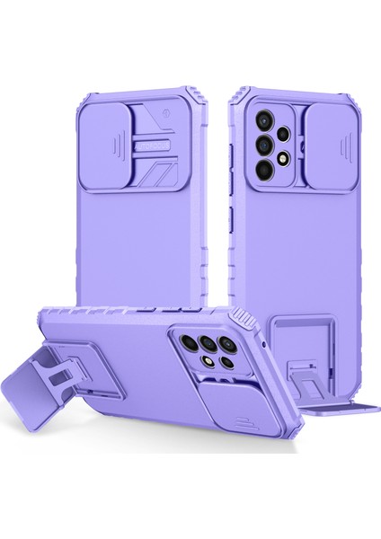 Samsung Galaxy A52 / A52S 5G PC+TPU Kickstand Kapak Slayt Kamera Kapak Telefon Kılıfı (Yurt Dışından)