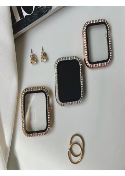 Apple Watch 38 mm Gold Taşlı Kasa ve Ekran Koruyucu