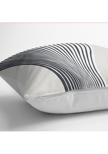 Gri - Ekru Zeminde Modern Sanat Motifli Klasik Desenli Dijital Baskılı Yastık Kırlent Kılıfı fırsatları