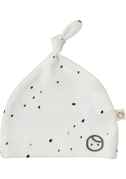 Düğümlü Yenidoğan Şapka Cosmos Beyaz Organik Pamuk
