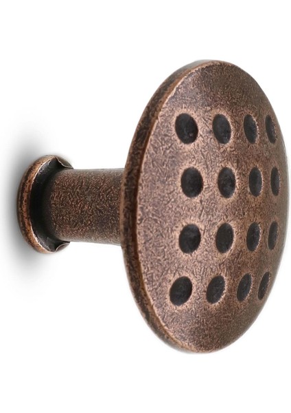 Düğme Noktalı Çekmece Dolap Kapak Kulpu Antik Bakır Metal Kulp