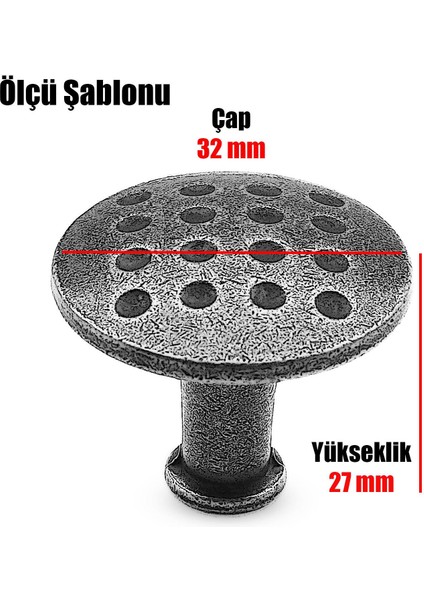 Düğme Noktalı Çekmece Dolap Kapak Kulpu Antik Bakır Metal Kulp fırsatları