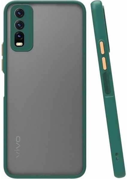 Vivo Y20S Kılıf Kılıf Hux Arkası Buğulu Sert Mika Silikon + Ekran Koruyucu Nano