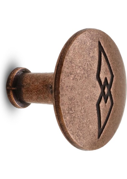 Baklavalı Düğme Çekmece Dolap Kapak Kulpu Antik Bakır Metal Kulp