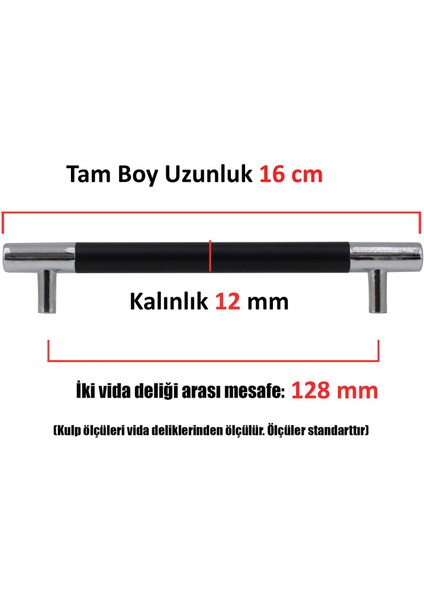 (Krom Mat Siyah) Çekmece Dolap Kulpu Kulp 128 Mm fiyatları
