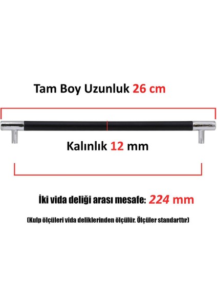 (Krom Mat Siyah) Çekmece Dolap Kapak Kulpu Kulp 224 Mm fiyatları