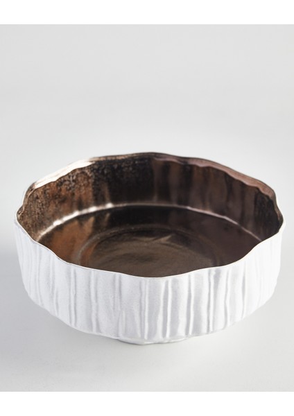 Bronz Sırlı Beyaz Seramik Dekoratif Kase fiyatları