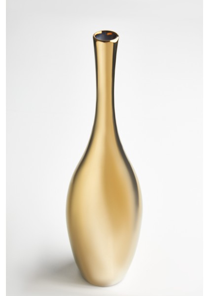 Gold Dar Ağızlı Seramik Vazo