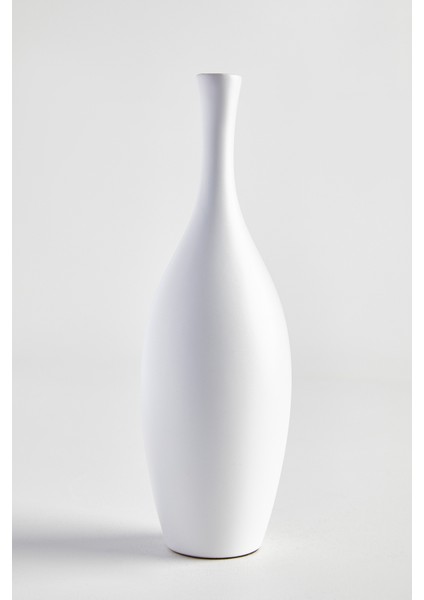 Beyaz Dar Ağızlı Seramik Vazo
