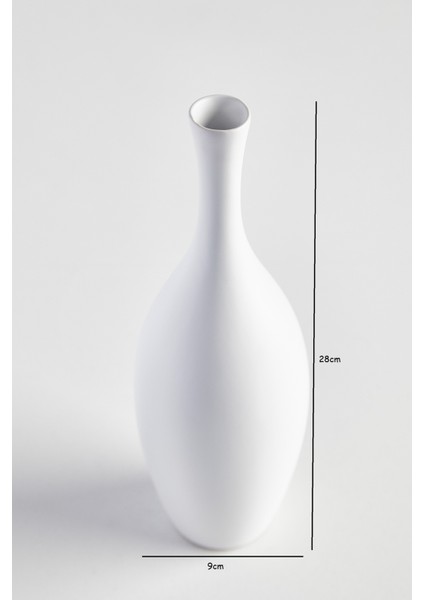 Beyaz Dar Ağızlı Seramik Vazo