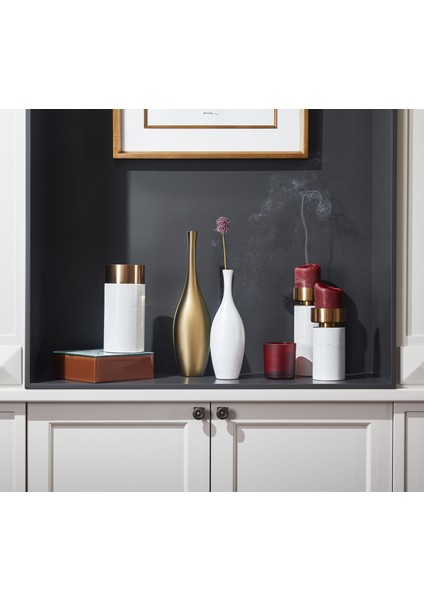 Beyaz Dar Ağızlı Seramik Vazo