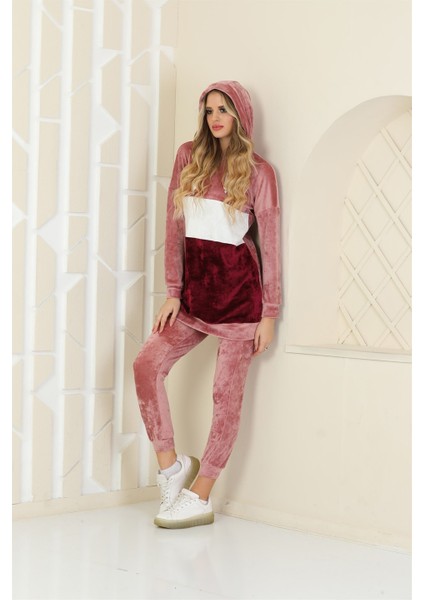 Kadın Kadife Kapüşonlu Tesettür Eşofman Takımı modelleri