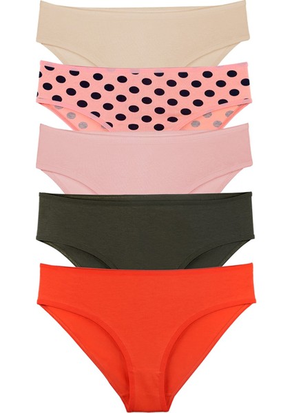Kadın Puantiyeli Model Slip Külot 5 Li Paket Set KTS1188