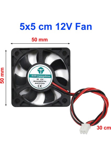 Roba Dc 12V Fan 50X50MM Soğutucu Kuluçka Ekran Kartı Cooler Pervane