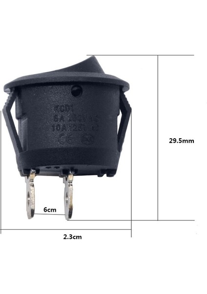 Roba Yuvarlak 2 Pin Anahtar Rocker Switch Mini Buton Kcd1 Siyah Açma