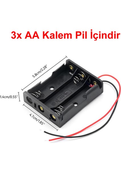 Roba 3'lü Aa Kalem Pil Kutusu Yuvası 4.5V Kablolu Kalem Pil Tutucu